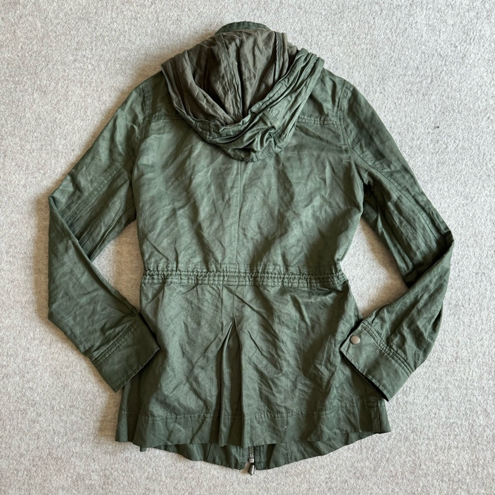 Joie Army Green Button Down Jacket With Hoodie - image 3